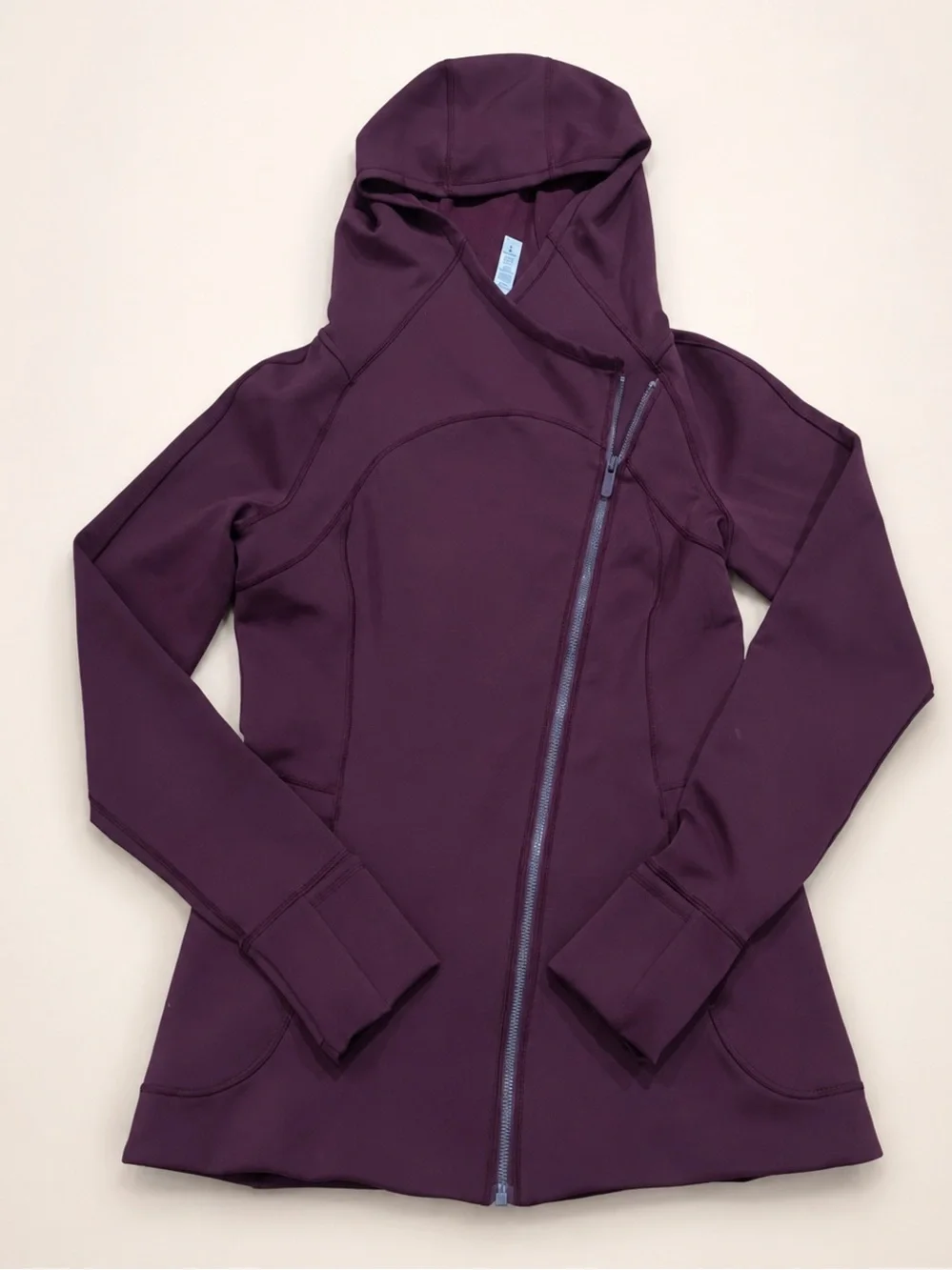 lululemon athletica activewear Hooded Asymmetrical Zip Jacket in Deep Purple 8